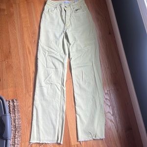 Wide legged light green jeans